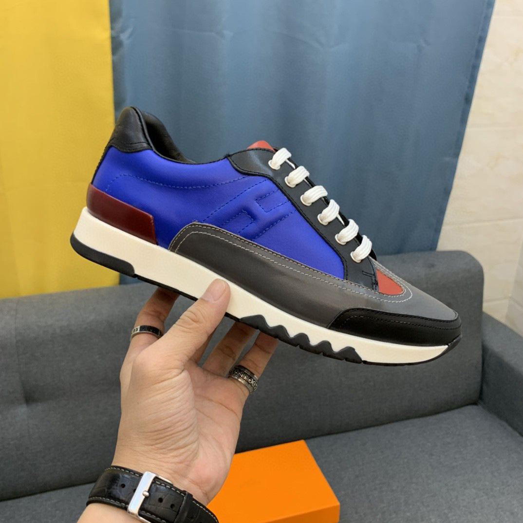 Sneakers Color-block Leather Lightweight Lace-up Shoes