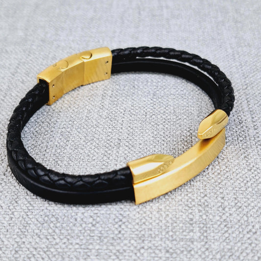 Black Vegan Leather Bracelet