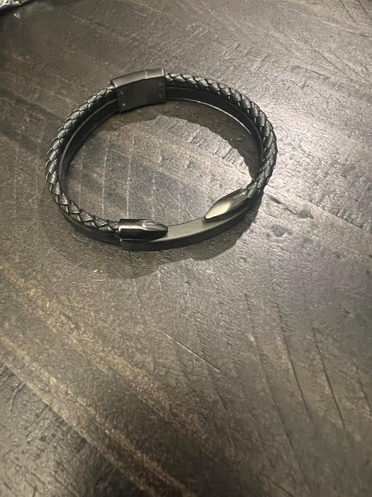 Black Vegan Leather Bracelet